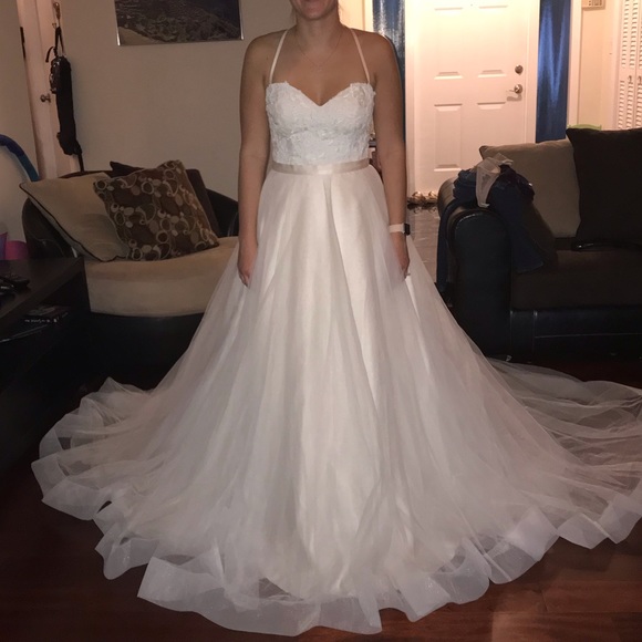 Lillian West Ivory/Sand two piece gown - Picture 1 of 4